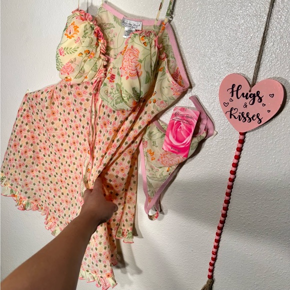 cinema exoile Other - Y2K Cinema Etoile Floral Tiered Babydoll Slip 2piece NWT baby doll size XL